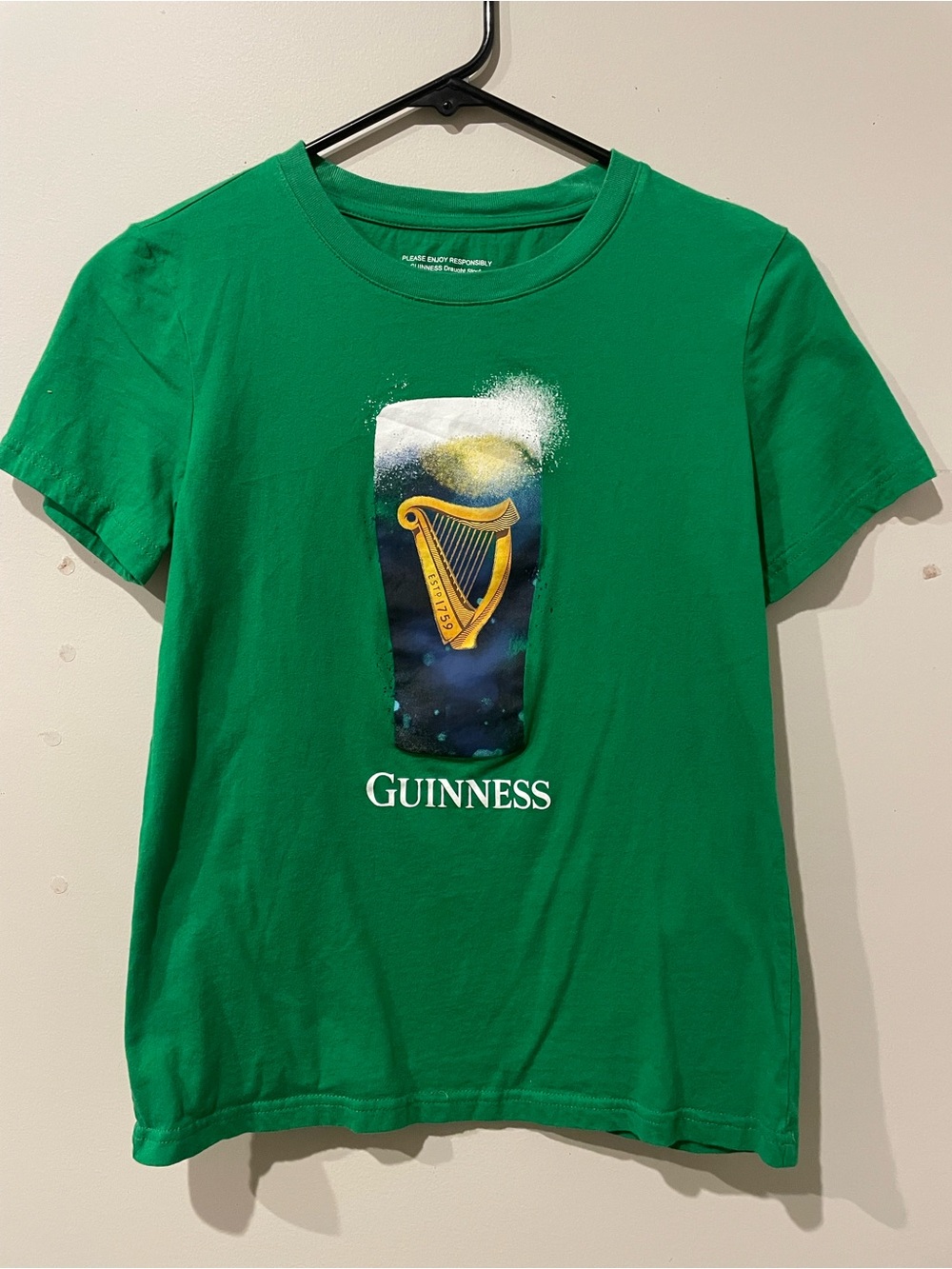 Guinness Green Short Sleeve Tee with Pint Graphic